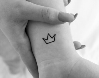 Small Minimalist Crown Temporary Tattoo (Set of 3)