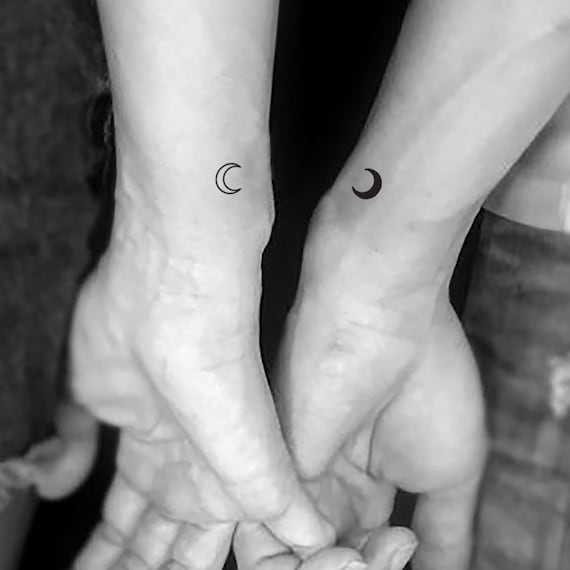 Matching Crescent Moon Temporary Tattoos set of 22 | Etsy