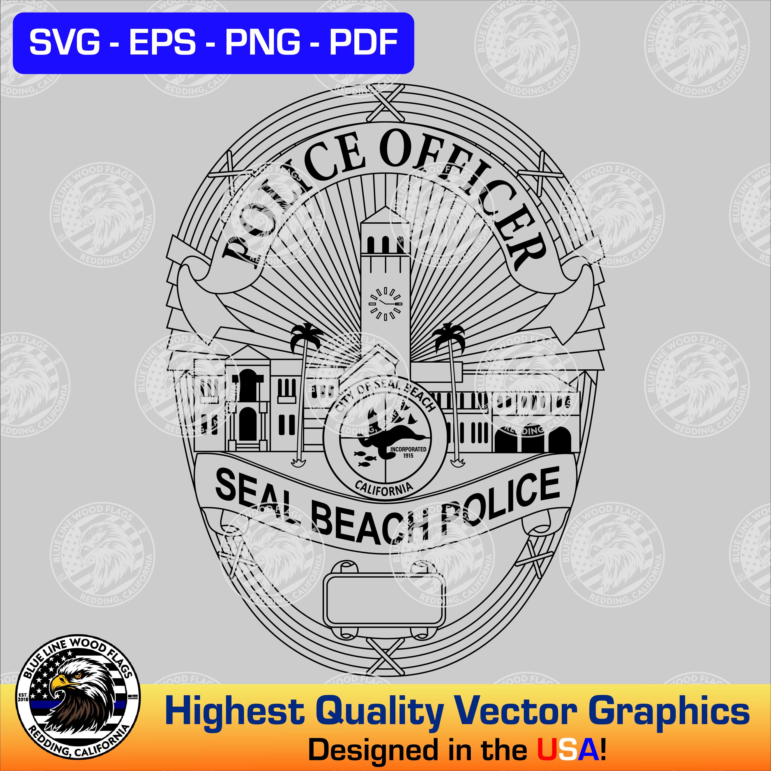 Seal Beach California Police Officer Badge SVG Vector File