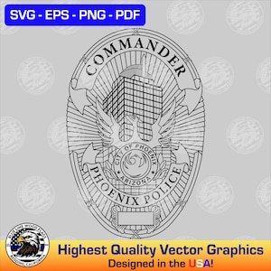 Phoenix, Arizona Police Commander Badge SVG Vector File