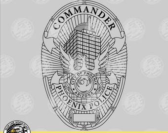 Phoenix Arizona Police Commander Badge svg eps png pdf File for Laser CNC Vinyl Cutters Digital Download