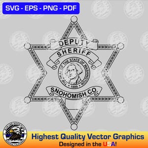 Snohomish County Washington Deputy Sheriff Badge SVG Vector File for Laser, CNC, Vinyl Cutters, Etc. | Instant Download