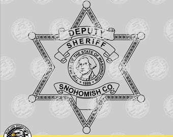 Badge van een hulpsheriff van Snohomish County, Washington (digitale download - svg, eps, png, pdf)