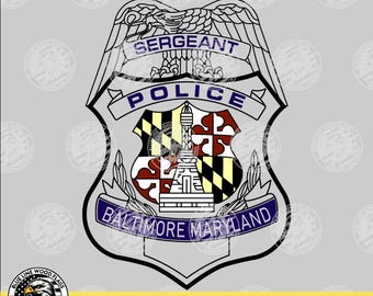 Baltimore Maryland Police Sergeant Badge Color Graphic svg eps png pdf Vector Digital Clipart