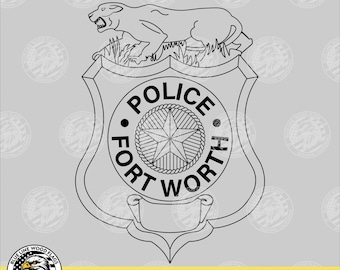 Fort Worth Texas Police Officer Badge SVG Vector File for Laser, CNC, Vinyl Cutters, Etc. | Instant Download