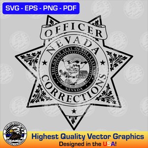 Nevada State Corrections Officer Badge SVG Vector File for Laser, CNC, Vinyl Cutters, Etc. | Instant Download