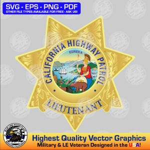 California Highway Patrol CHP Lieutenant Badge (Color) svg eps png pdf Vector Digital Clipart