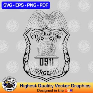 New York Police Department NYPD Police Sergeant Badge SVG Vector File