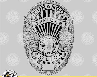 Durango, Colorado politieagent badge SVG-vectorbestand voor laser, CNC, vinylsnijders, enz. | Direct downloaden