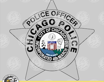 Politiebadge Chicago, Illinois - kleurenversie voor gedrukte media (directe download).
