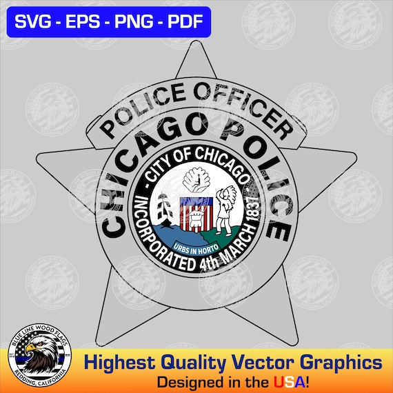 Chicago, Illinois Police Officer Badge - Color Version for Print