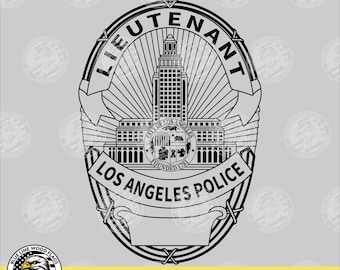 LAPD警部補バッジベクターファイル、ロサンゼルス警察バッジレーザー