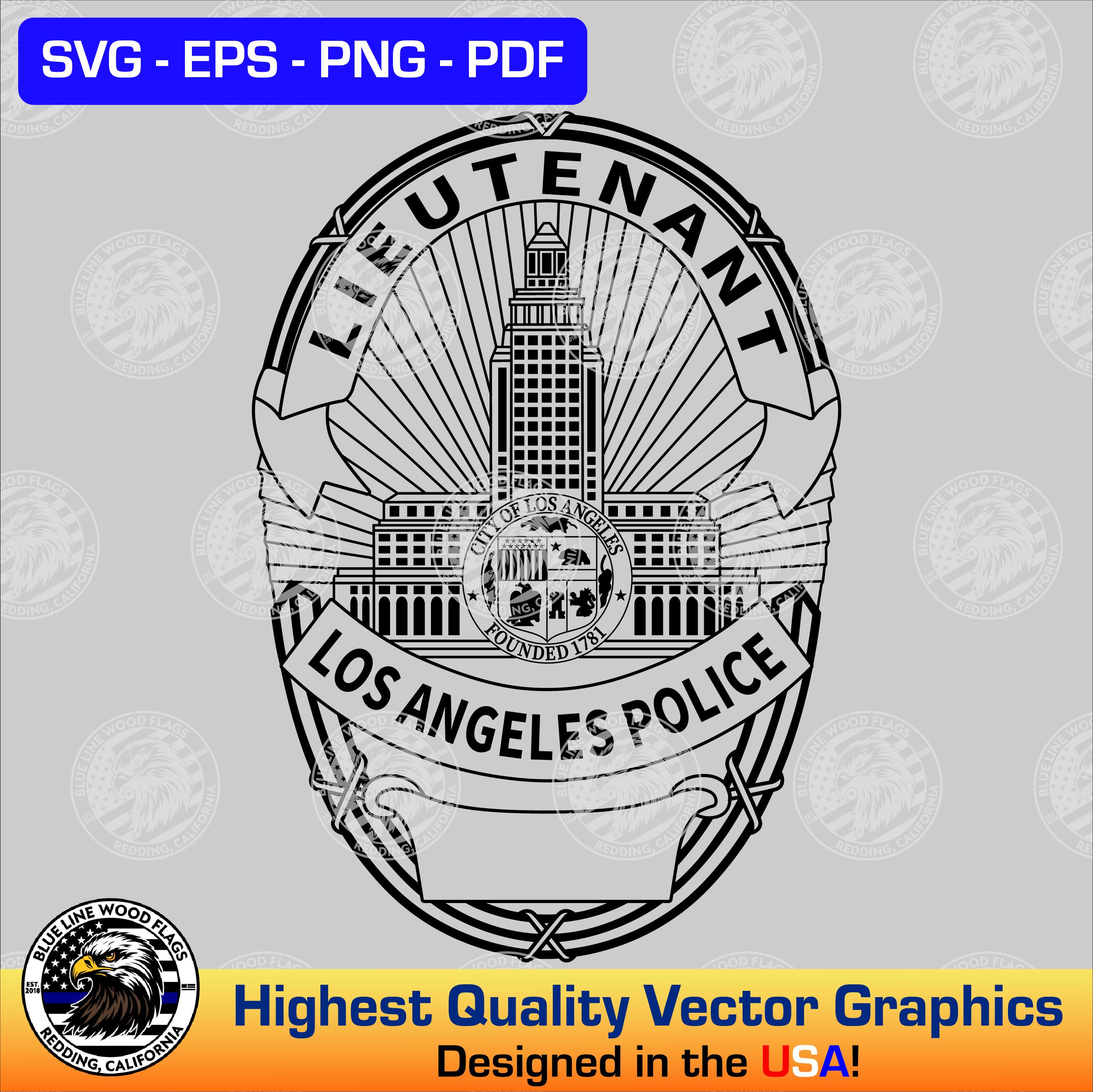 ロサンゼルス市警察 LAPD 警部補バッジ SVG ベクターファイル