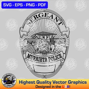 Murrieta California Police Sergeant Badge SVG Vector File