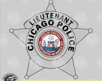 Chicago, Illinois Police Lieutenant Badge - Color Version for Print Media (Instant Download).