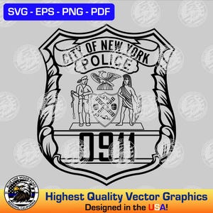 New York Police Department NYPD Police Officer Badge SVG Vector File