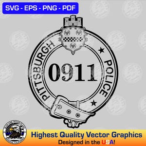 Pittsburgh, Pennsylvania Police Officer Badge with Number Pack for Customization -  SVG Vector File
