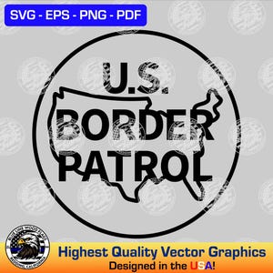 Border Patrol Chapeau brodé vintage en coton sergé