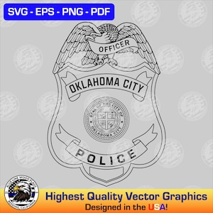Oklahoma City, Oklahoma Police Officer Badge SVG Vector File