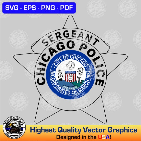 Chicago, Illinois Police Sergeant Badge - Color Version for Print