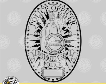 Politiebadge van Huntington Beach, Californië (digitale download - svg, eps, png, pdf)