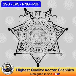Badge för biträdande sheriff i Santa Clara County, Kalifornien (digital nedladdning - svg, eps, png, pdf)