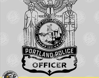 Portland Oregon Police Officer Badge svg eps png pdf File for Laser CNC Vinyl Cutters Digital Download