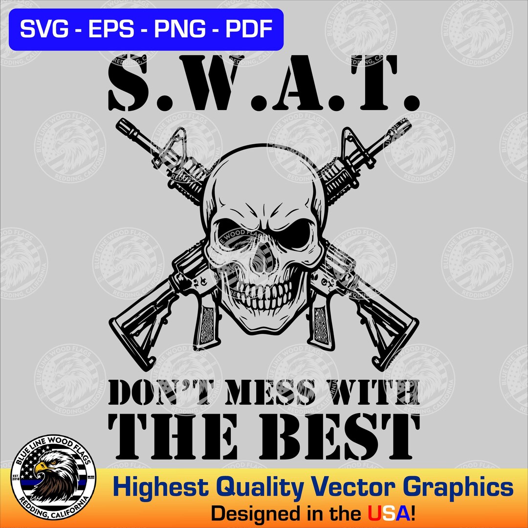 Swat Graphics Skull With Crossed Rifles SVG: SWAT Vector Graphic (digital Download ...