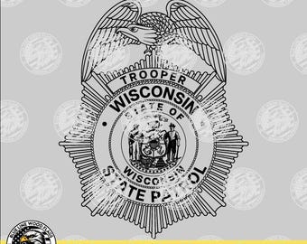 Badge van de Wisconsin State Trooper (digitale download - svg, eps, png, pdf)