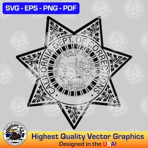 California Department of Corrections Officer Badge SVG Vector File