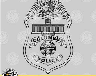 Columbus Ohio Police Officer Badge svg eps png pdf File for Laser CNC Vinyl Cutters Digital Download