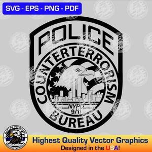 New Yorkstiftung Polizei Abteilung NYPD Countertectorism Büro Aufnäher SVG Vektor-Datei