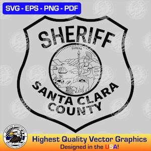 Santa Clara County, Kaliforniens sheriffmärke (digital nedladdning - svg, eps, png, pdf)