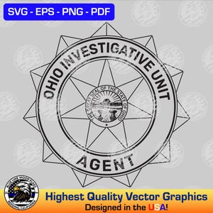 Ohio Investigative Unit Agent Badge - SVG Vector File (Digital Download)