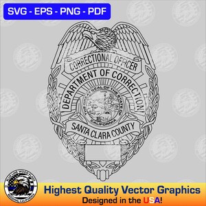 Fängelsemärke i Santa Clara County, Kalifornien (digital nedladdning - svg, eps, png, pdf)