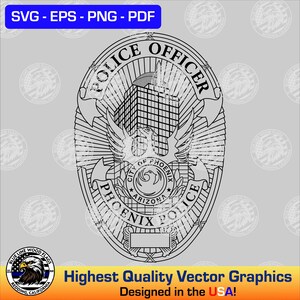 Phoenix, Arizona Police Officer Badge SVG Vector File