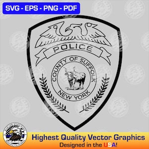 Archivo vectorial SVG del parche de la policía del condado de Suffolk, Nueva York, para láser, CNC, cortadoras de vinilo, etc. / Descarga instantánea