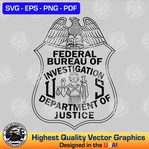 Federal Bureau of Investigation FBI Badge SVG Vector File