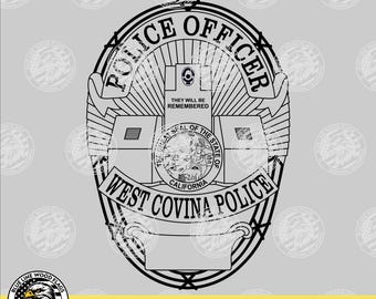 West Covina California Police Officer Badge svg eps png pdf File for Laser CNC Vinyl Cutters Digital Download