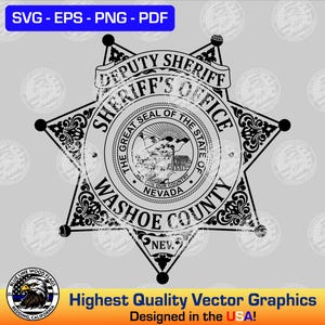 Washoe County Nevada Deputy Sheriff Badge SVG Vector File for Laser, CNC, Vinyl Cutters, Etc. | Instant Download