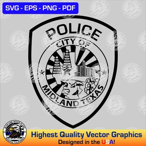 Midland Texas Police Patch (Digital Download - svg, eps, png, pdf)