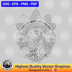 New York Police Department NYPD Deputy Inspector Badge SVG Vector File