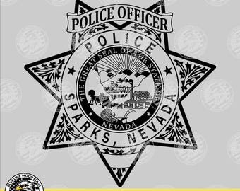 Sparks Nevada Police Officer Badge svg eps png pdf File for Laser CNC Vinyl Cutters Digital Download