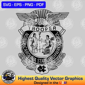 North Carolina Highway Patrol State Trooper Badge SVG Vector File
