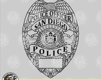 San Diego California Police Officer Badge svg eps png pdf File for Laser CNC Vinyl Cutters Digital Download