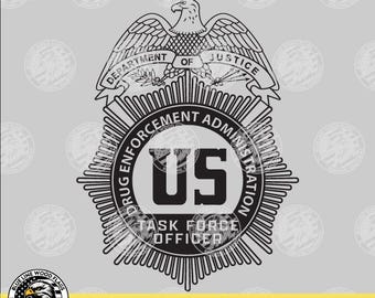 Badge van een agent van de Drug Enforcement Administration (DEA) Task Force van de Verenigde Staten (SVG, EPS, PNG, PDF) | Digitale download