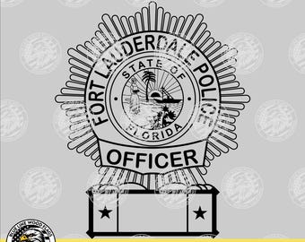 パームビーチガーデンズ フロリダ州警察バッジ svg、ai、lbrn、dxf