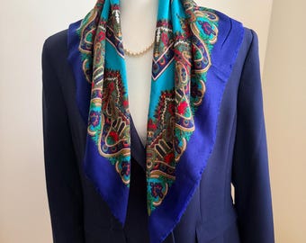 Vintage Square Scarf; Neck and Head Paisley Scarf;