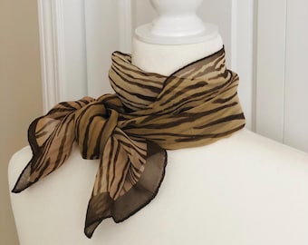Vintage Silky Scarf: Floral, Animal, Zigzag Patterns