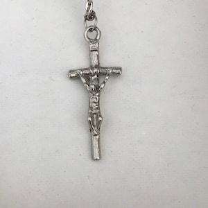Silver Crucifix Cross Necklace; Religious Necklace Cross Pendant. First Communion Gift